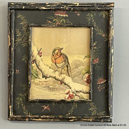 Vintage Paper Bird Art With Bamboo Frame