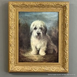 Dog Giclee On Canvas In Ornate Frame