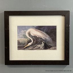After John James Audubon Framed And Matted Offset Lithograph Of Crane