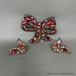 2 Piece Vintage Earrings & Brooch Signed Art