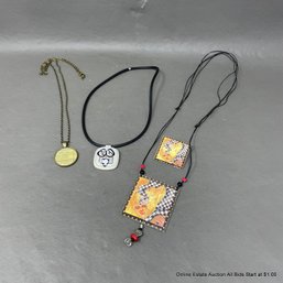 4 Piece Necklace & Brooch Collection Murano Glass Pendant Necklace