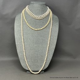 4 Piece Single And Double Strand Faux Pear Necklaces