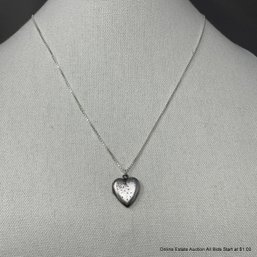 Sterling Silver Italian Box Chain With Sterling Silver Engraved Heart Locket