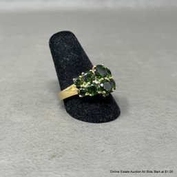 Sterling With Gold Vermeil & Green Stone Ring