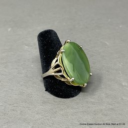 Sterling Silver Vermeil Chrysophase Cabochon Statement Ring 7 Grams