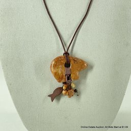 Carved Stone Bear Fetish Necklace On Plastic Cord