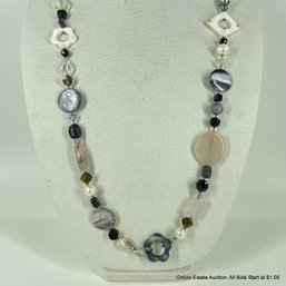 Mixed Materials Beaded 38' Necklace Jewelry