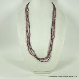 Three Purple Mottled Stone Bead Necklaces