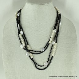 Black Bead And Faux Pearl Necklaces Jewelry