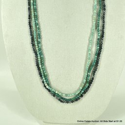 Three Blue And Green Mottled Beaded Necklaces