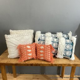 Six Assorted Modern Boho Tactile Throw Pillows