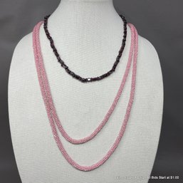 2 Piece Costume Jewelry Glass Beads Single Strand Necklaces