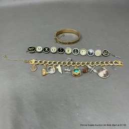 Engraved Child's Bracelet Typewritter Key Bracelet And Charm Bracelet By Monet