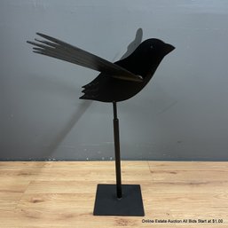 Black Iron Bird Weather Vane On Stand Possibly By Michele Van Slyke (Local Pick Up Or UPS Store Ship Only)