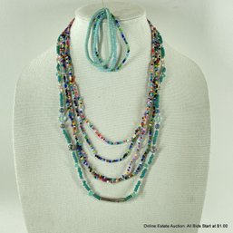 Glass And Metal Beaded Necklaces And Bracelets
