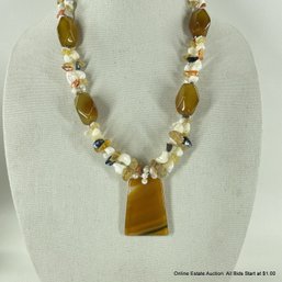 Chunky Agate And Other Stones Statement Necklace Jewelry