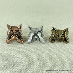 Three Hear No Evil, See No Evil, Speak No Evil Cat Pins
