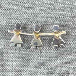 Naldo Sterling Silver Joined Children Pin (11 Grams Total Weight)