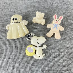 Four Assorted Pins Including Snoopy, Ghost, And Animals