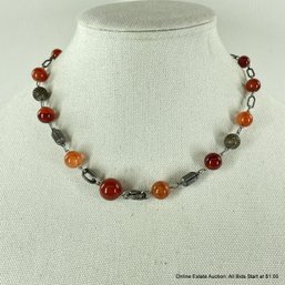 Carnelian 18' Necklace With Sterling Silver Clasp