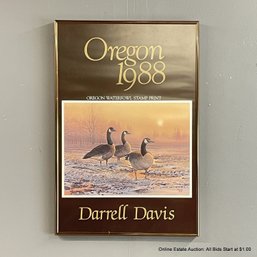 Framed 1988 Oregon Waterfowl Stamp Print By Darrell Davis
