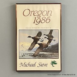 Framed 1986 Oregon Waterfowl Stamp Print III By Michael Sieve