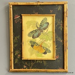Insect Print Mounted Wood In Hand Painted And Bamboo Frame
