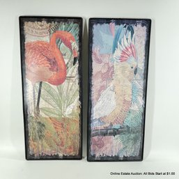 Pair Of Tropical Bird Prints On Metal