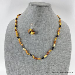 Mixed Amber Necklace And Ring 18 Grams