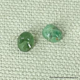 2 Small Faceted Raw Emeralds 2.17 Cttw