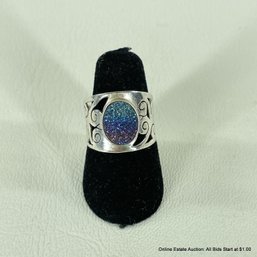 Sterling Silver And Drusy Stone Stone Ring Size 6