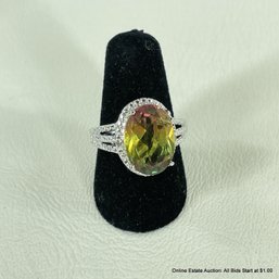 Watermelon Tourmaline And Sterling Ring Size 6