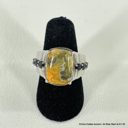 Sterling Silver And Jasper Ring Size 6