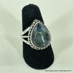 Sterling Silver And Labradorite Ring Size 6