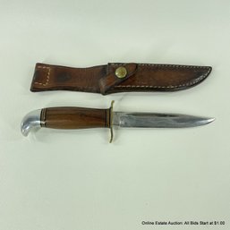 J A Hellberg Sweden Knife With Wood Handle And Leather Sheath