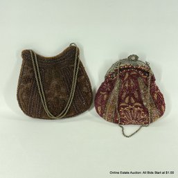 2 Vintage Style Beaded Purses Made In India