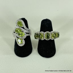 Pair Of STS Karis Fashion Greens With Green Stones, Sizes 4.5 And 5