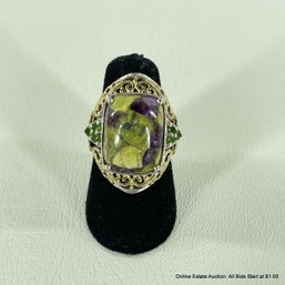 Sterling Silver 925 Ring With Tasmanian Stitchite Stone, Size 5 (6 Grams Total Weight)