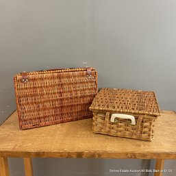 Vintage Sirram England Picnic Basket And Divided Basket Suitcase (LOCAL PICKUP ONLY)