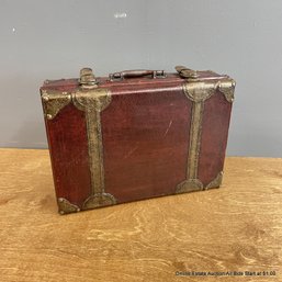 Vintage Suitcase-look Dresser Box With Satin Lined Interior