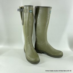 Le Chameau Women's Vierzon Green Rain Boots With Original Tags In Original Box, Size 8