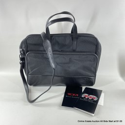 Tumi Black Soft-Sided Nylon And Napa Leather Top Handle Brief Case Laptop Bag With Shoulder Strap