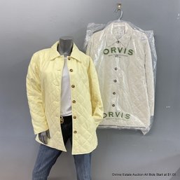 Two Orvis Women's Quilted Barn Coats In Stone And Butter Yellow, Size Medium