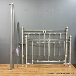 Vintage Painted Wrought Iron Queen Bed Frame With Modern Rails (LOCAL PICK UP ONLY)