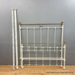 Vintage Painted Wrought Iron And Brass Full Size Bed Frame (LOCAL PICK UP ONLY)