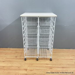 8 Drawer Wire Basket Rolling Organizer Cart (LOCAL PICKUP ONLY)