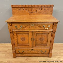 Carved Wood Decorative Dry Sink Cupboard (LOCAL PICK UP ONLY)