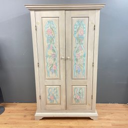 Painted Wood Armoire With Rod And Adjustable Shelves From Timeless Design (LOCAL PICK UP ONLY)
