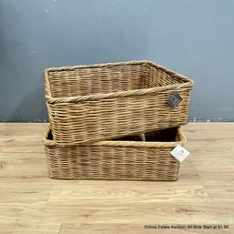 Pair Of Pottery Barn Large Rustic Wicker Basket With Original Tags (LOCAL PICK UP ONLY)