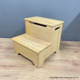 Wooden Two-Step Stool With Storage In Top Step (LOCAL PICK UP ONLY)